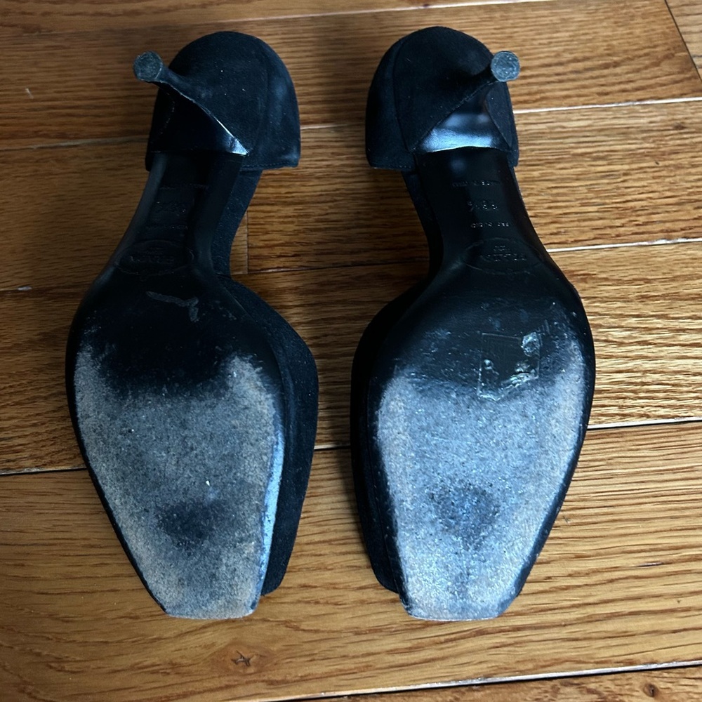 Prada Black Suede D'Orsay Kitten Heels Great Condition 6.5 - Picture 9 of 13